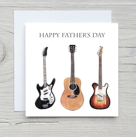 Fathers Day Card, Happy Fathers Day, Guitar Fathers Day Card