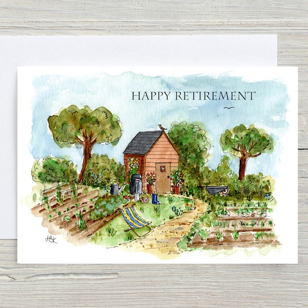 Retirement card, allotment card, gardening retirement card, fathers card, garden retirement card