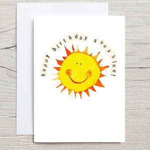 Carte de joyeux anniversaire soleil, cartes d'anniversaire, peinture soleil, cartes soleil, visages heureux, cartes d'anniversaire d'enfants, cartes d'enfants