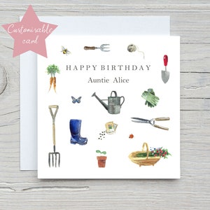 Carte de jardinage, carte d'anniversaire de jardinage personnalisée, carte de jardinage personnalisable, carte d'outils de jardin, carte d'anniversaire de jardinier, carte de jardin