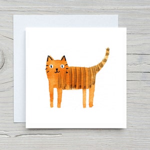 Carte de chat, carte de chat roux, carte d'anniversaire de chat, illustrations de chat