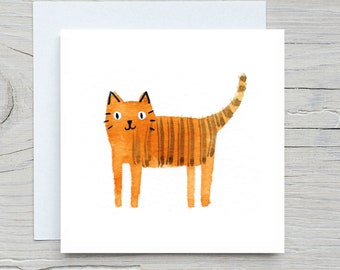 Cat card, ginger cat card, cat birthday card, cat illustrations