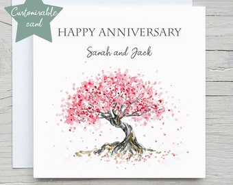 Cherry blossom tree customisable card, cherry blossom custom card, cherry blossom personalisable card, cherry blossom tree card