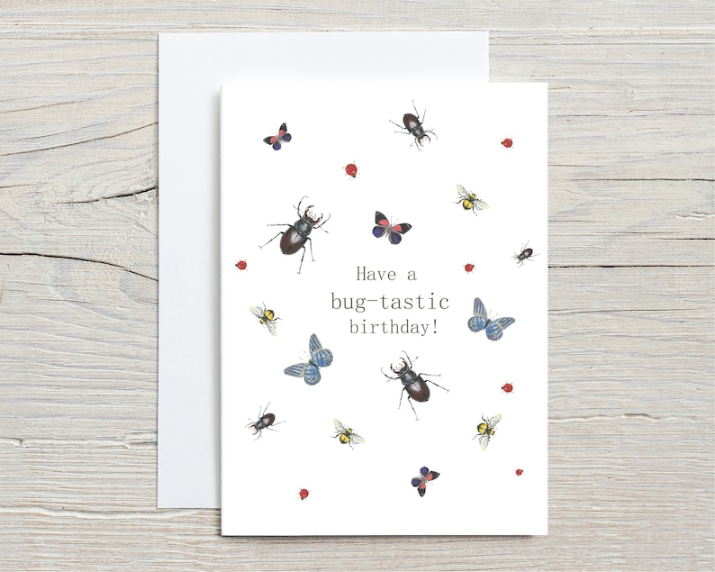 Bug Birthday Card, Kids Birthday Cards, Bug-tastic Card, Insect Card