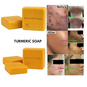 ORGANIC TURMERIC Honey Soap 100% Natural Organic, Raw Turmeric and Papaya Powder, Turmeric Soap, Gentle Bar For Face And Body