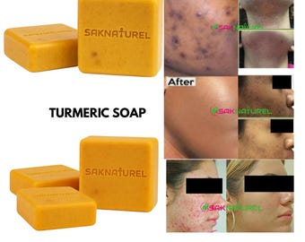 ORGANIC TURMERIC Honey Soap 100% Natural Organic, Raw Turmeric and Papaya Powder, Turmeric Soap, Gentle Bar For Face And Body