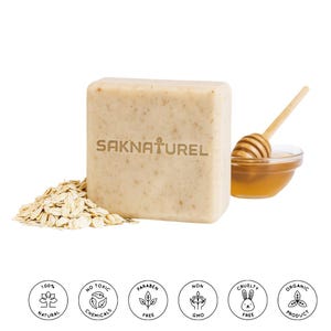 Natural Oatmeal Honey Milk Soap Bar Moisturizing Soap Dry Sensitive Skin. Handmade Soap For Men Women Kids Face, Body Unscented