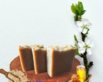UNSCENTED Honey Oatmeal Soap, Sensitive Skin Soap, Unscented Soap, Natural Soap, Organic Soap, Exfoliating Soap, Vegan Soap,