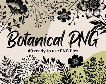 Botanical Bliss: 40 Transparent PNG Files for Cricut and Cutting Machines – Instant Download for DIY Crafts and Projects