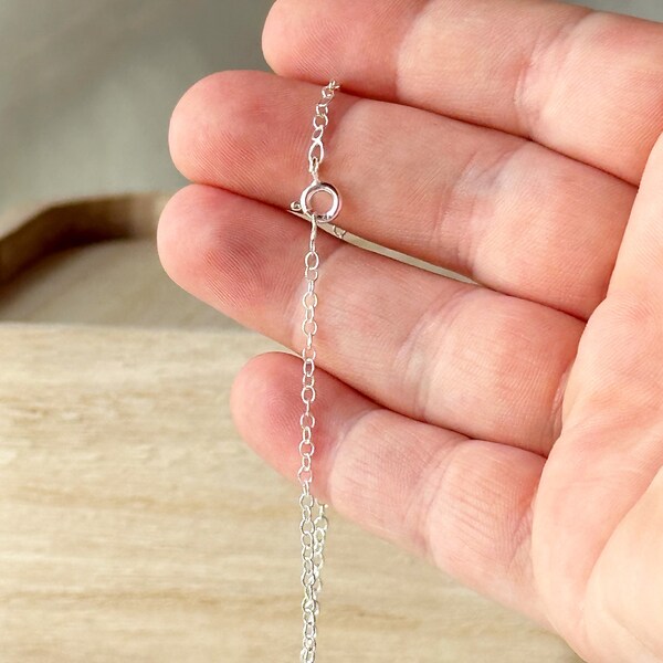 Sterling Silver Trace chain 1.7mm ~ Finished with a bolt ring clasp & jump ring. Different lengths available.