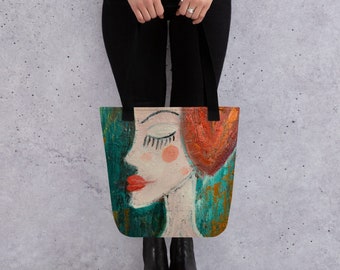 Surreal Art Canvas Tote Bag: Artsy Boho Print. Sanda Berar Painting