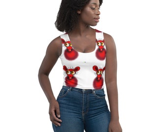 Crop Top Red Mouse Print 2