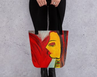 Surreal Art Canvas Tote Bag | Artsy Tote Bag | Painting Tote Bag | Boho Tote Bag | Art Print Tote Bag | Aesthetic Tote Bag | Abstract Print