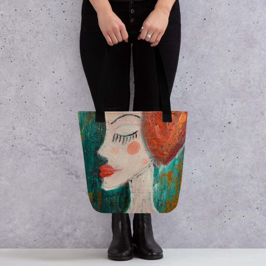 Surreal Art Canvas Tote Bag Artsy Tote Bag Painting Tote Bag Boho Tote
