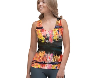 Abstract Art Gym Tank Top: Colorful Workout Activewear. Sanda Berar Painting