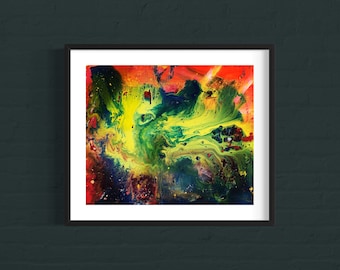 Abstract Acrylic Painting: Modern Wall Art, "Green Dreams" (Digital Download)