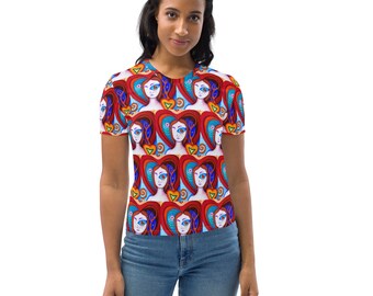 Women Pattern T-shirt | Abstract Art Top | Artsy Top | Women Dali T-shirt | Boho Art Shirt | Art T-shirt | Art Print Top | Aesthetic Top