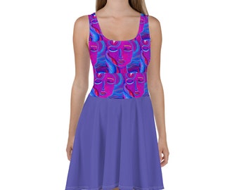 Skater Dress | Summer Dress | Art Print Summer Dress | Surreal Art Print Dress | Boho Summer Dress | Knee Summer Dress | Original Art Dress