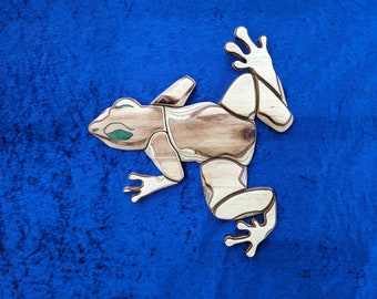 Wooden frog Mosaic, home Decor 3D Art, Animals, Pond Life, Interior, Handmade, Plywood, Carved, natural Bohemian