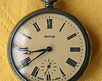 Mechanical Pocket Watch "MOLNIJA" Working Ural Master Ural Saga from  Soviet Union USSR