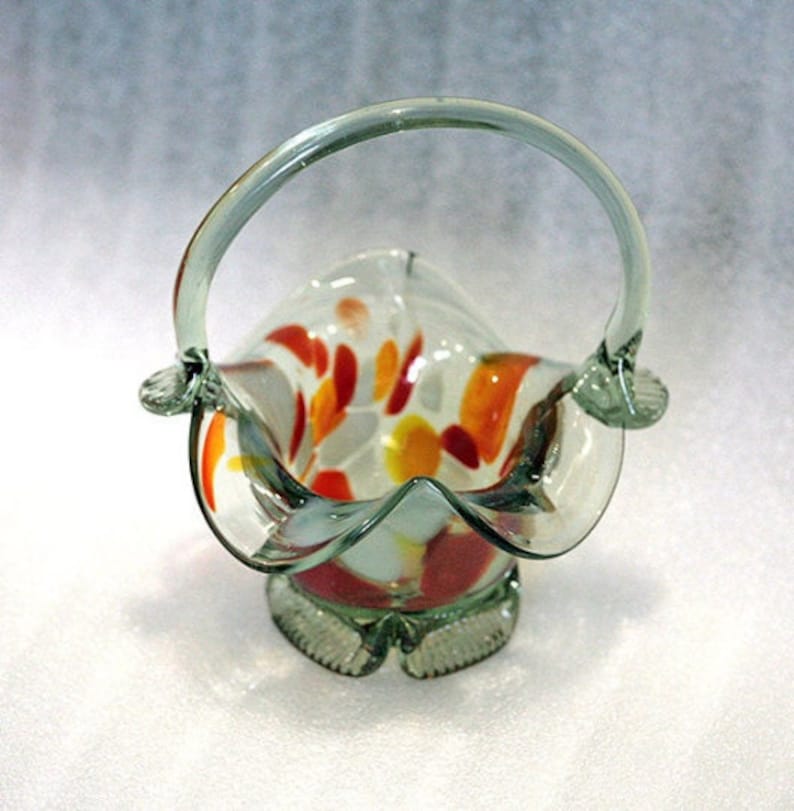 Vintage Russian Glass Candy Dish Vase Coloured Glass Murano Etsy