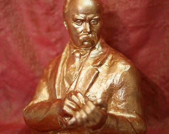 Vintage Taras Shevchenko Bust – Ukrainian Poet, USSR Plastic Sculpture