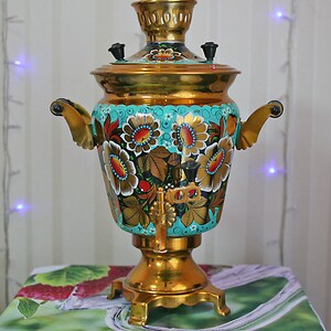 Vintage Hand Painted Electric Samovar, Soviet USSR Tea Pot image 4