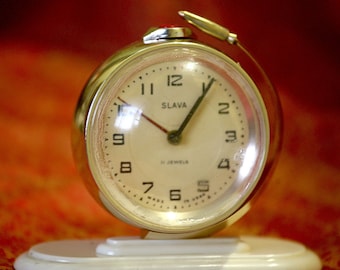 Vintage Alarm Clock - Slava - Working - Globe - Soviet Space Program - 1970s - from  Soviet Union / USSR