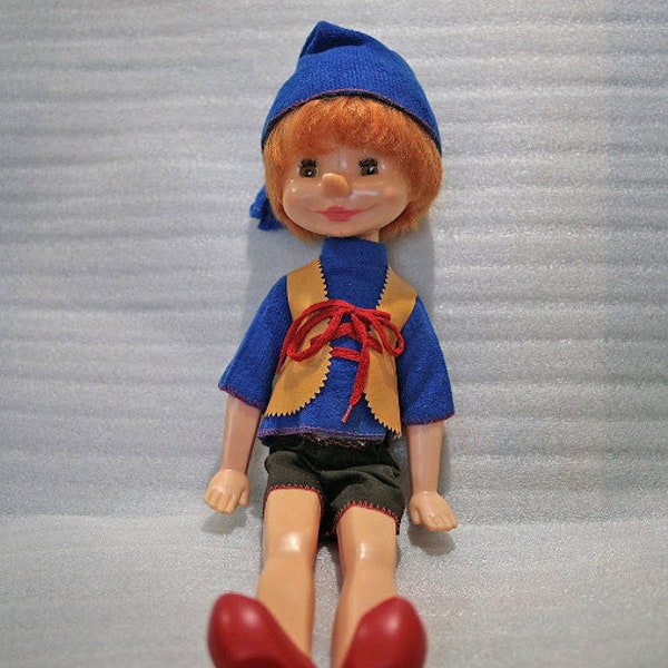 poupée ukrainienne vintage - Pinocchio Buratino - avec des vêtements originaux - 21 pouces - années 1980 - de l'Union soviétique / URSS