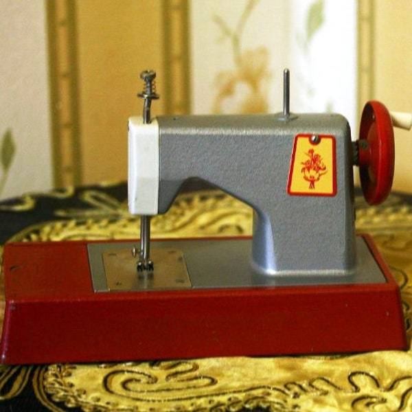 Soviet Toy Sewing Machine - Rare Metal - Manual - Red and Grey - 1980s - from  Soviet Union / USSR