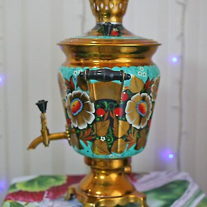 Vintage Hand Painted Electric Samovar, Soviet USSR Tea Pot image 2