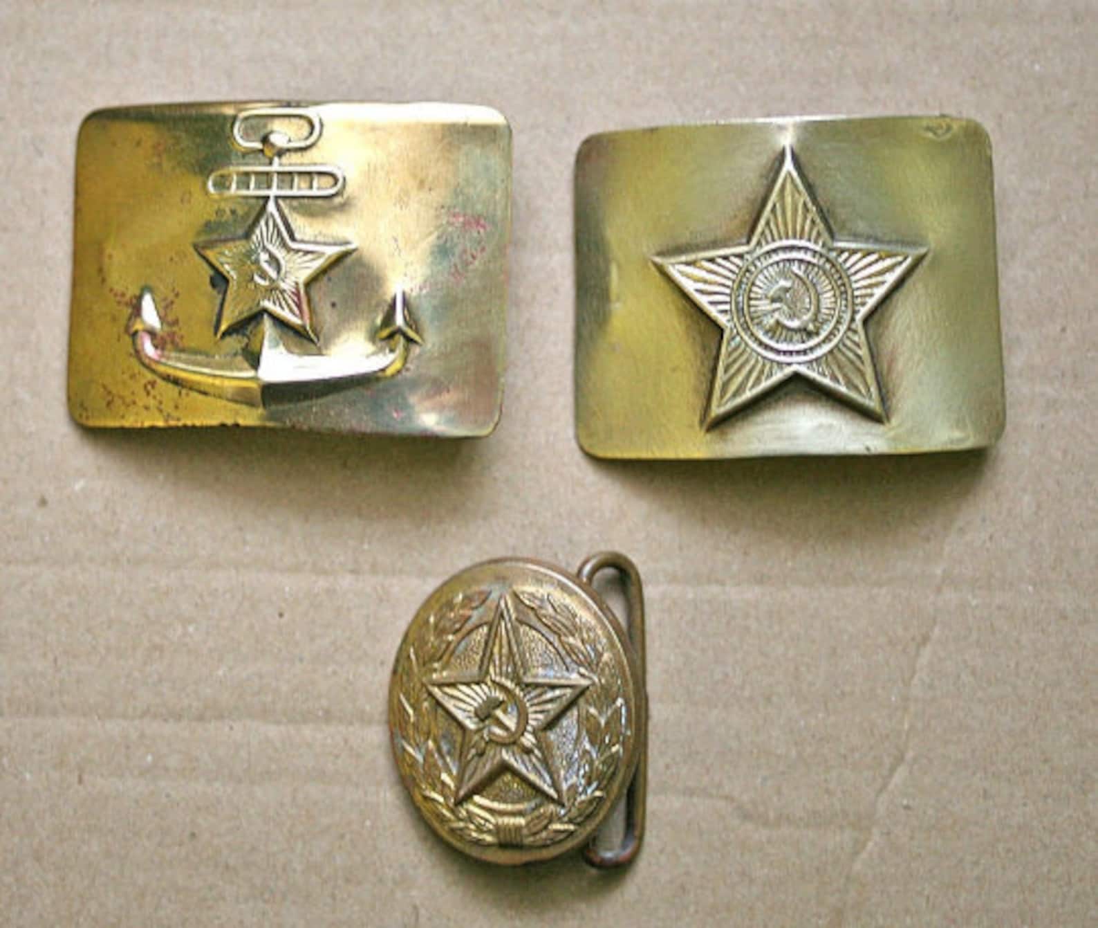 Soviet Russian Army Navy Belt Buckle Set of 3 Uniform Buckles Etsy