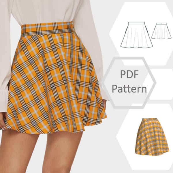 Mini skater skirt | Luna skirt pattern | Size 6 - 34 | PDF printable sewing pattern | Instant Download