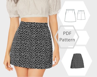 A-line mini skirt | Ginny skirt pattern | Size 6 - 34 | PDF printable sewing pattern | Instant Download