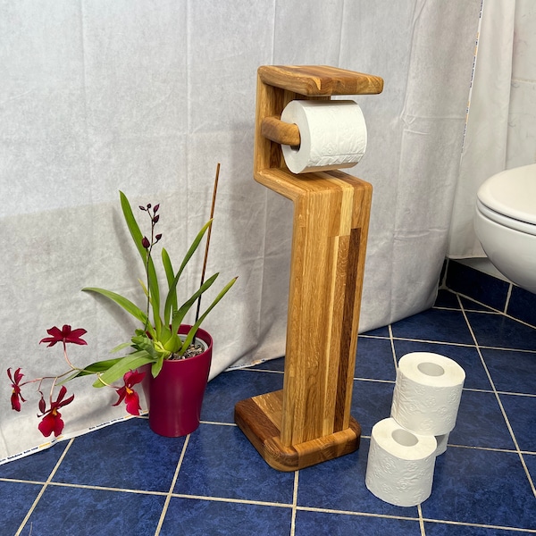 Toilet paper holder | Toilet roll holder | Toilet roll holder made of solid oak wood