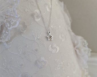 Minimalist star necklace, star necklace, silver necklace, silver star necklace, layering necklace, star outline necklace