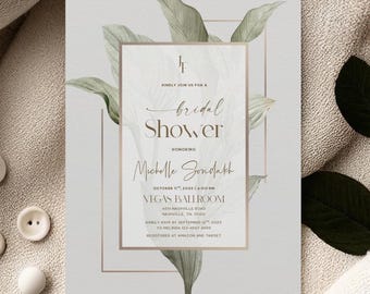 Bridal Shower Invitation – Modern Floral Brunch Postcard Invitation