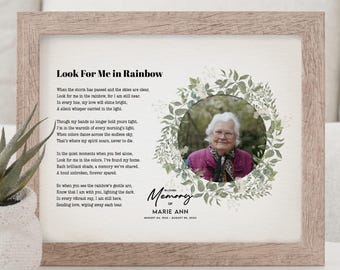 Memorial Poem Print with Photo Portrait: Rainbow Bridge — Personalized Sympathy Keepsake Gift