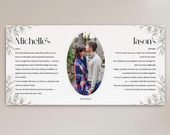 Wedding Vows with Photo Canvas — Personalized Vow Print, Song Lyrics & First Dance Gift