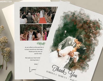 Wedding Thank You Card Photo: Modern 5x7 Postcard with White Envelope | Custom Wedding Thanks
