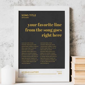 Your First Dance Song on Canvas : Personalized Song Lyrics Print Wedding Gift Anniversary Keepsake 11 x 14