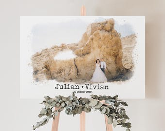 Custom Wedding Venue Canvas Print: Personalized Guest Book Art