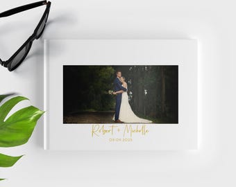 Wedding Guest Book: Personalized White Hardcover Photo Print Album