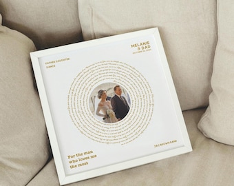 Padre de la novia: Letra de la canción del baile de la hija - Regalo de boda artístico para papá