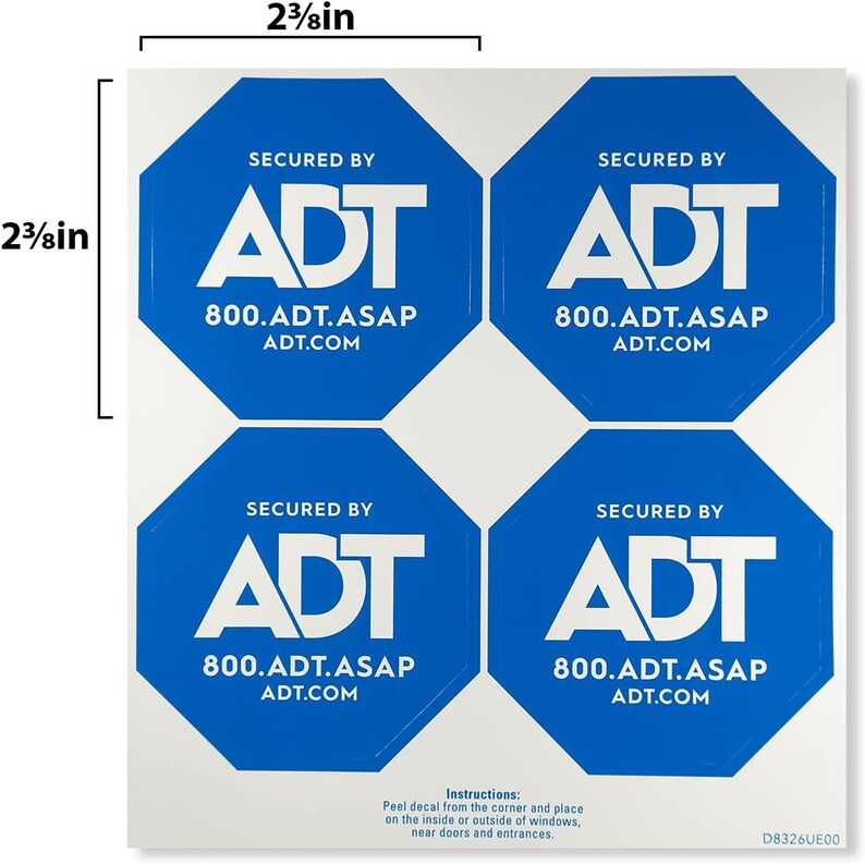 ADT Stickers Doublesided, ADT Security Signs HD Printed Waterproof