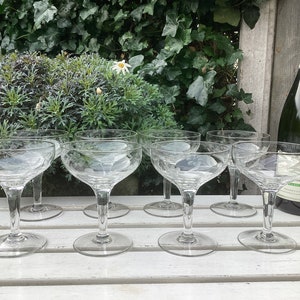 Vintage Crystal Wide Mouth Champagne Coupes or Sorbet Dishes Set