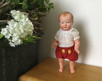 Baby Petit Collin Pop - une ancienne marque de poupées française bien connue - vieux jouet en celluloïd - cette poupée a été fabriquée vers la fin des années 1940