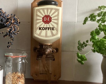 D.E Coffee grinder special edition with copper PeDe grinder, Dutch coffee brand Douwe Egberts Netherlands - ceramic coffee bean pot