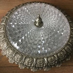 Ceiling lamp classic large recessed model with fixed glass shade and machined metal fixture / edge