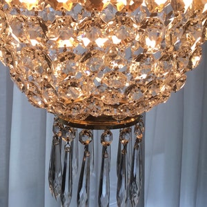 crown chandelier - beautiful old crystal glass hanging lamp - chandelier - France - mid 20th century